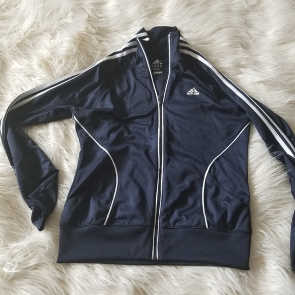Adidas navy blue zip up track jacket size small